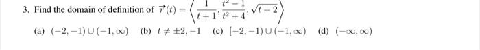 3 Find The Domain Of Definition Of 7 0 Vt 2 1 12 4 A 2 1 1 0 B 2 1 C 2 1 1 00 D 1