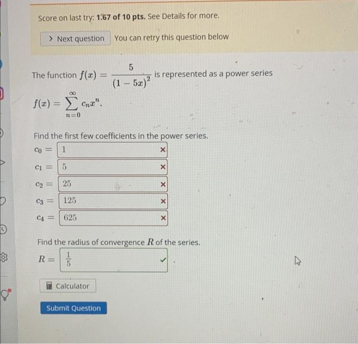 Score On Last Try 1 67 Of 10 Pts See Details For More Next Question You Can Retry This Question Below The Function 1