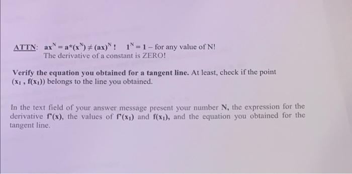 Attn Ax A X Ax 19 1 For Any Value Of N The Derivative Of A Constant Is Zero Verify The Equation You Obta 1