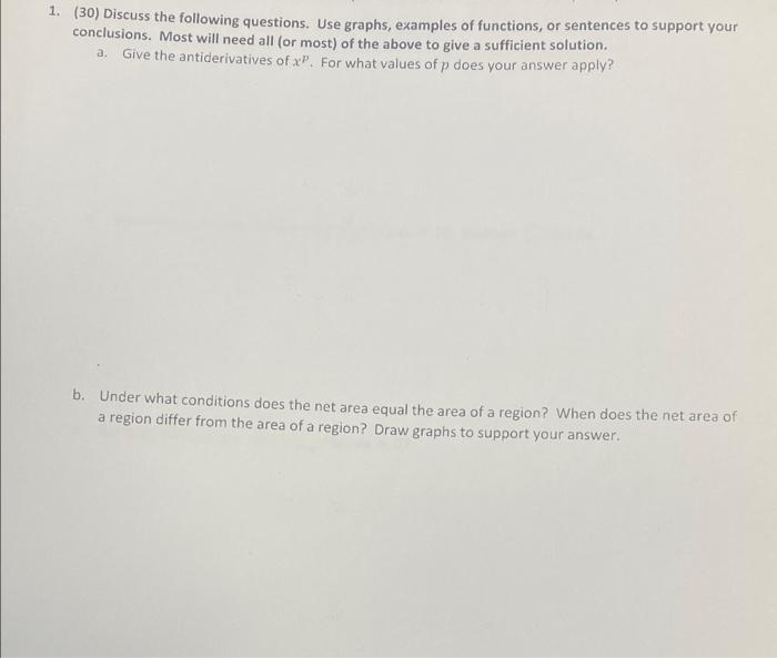 1 30 Discuss The Following Questions Use Graphs Examples Of Functions Or Sentences To Support Your Conclusions Mo 1