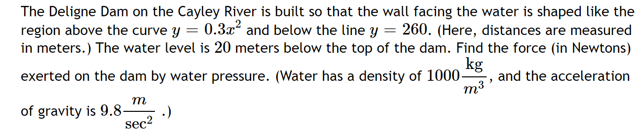 The Deligne Dam On The Cayley River Is Built So That The Wall Facing The Water Is Shaped Like The Region Above The Cur 1