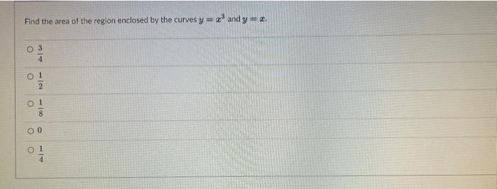 Find The Area Of The Region Enclosed By The Curves Y X And Y O 3 4 O 1 2 01 8 00 0 1 4 1