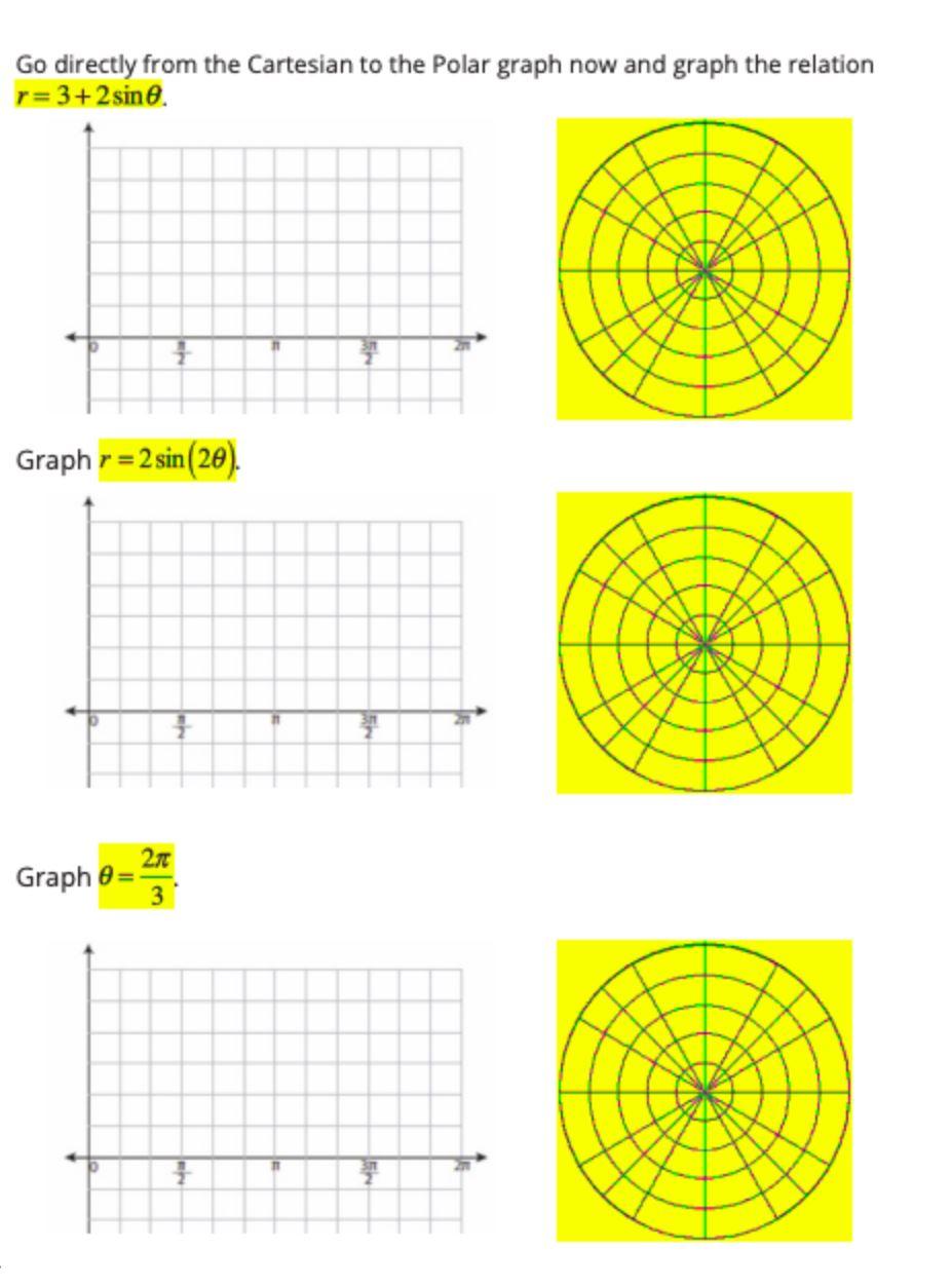 Go Directly From The Cartesian To The Polar Graph Now And Graph The Relation R 3 2 Sine Graph R 2 Sin 20 Graph 27 3 1