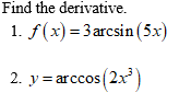 Find The Derivative 1 F X 3 Arcsin 5x 2 Y Arccos 2x 1