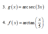 3 G X Arc Sec 3x X 4 F X Arctan 5 1