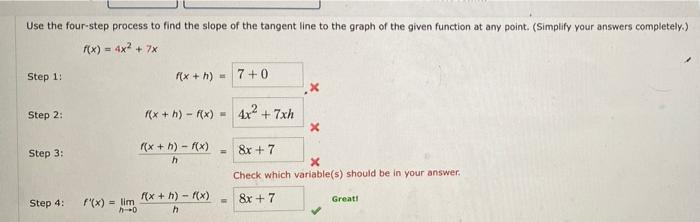 Use The Four Step Process To Find The Slope Of The Tangent Line To The Graph Of The Given Function At Any Point Simpli 1