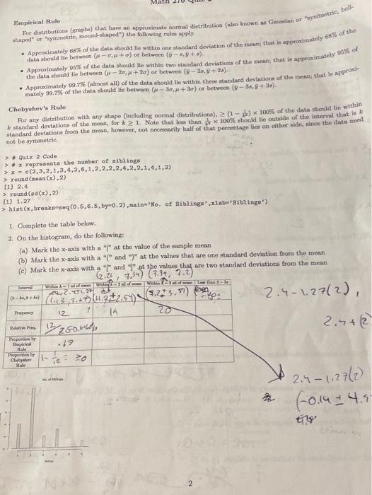 Hepirical Rule Shaped Or Wymmetric Mound Shaped The Following Rules Apply For Distributions Grapha That Have An A 1