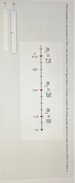 Point Masses Mi Are Located On The Z Axis As Shown In The Figure Below Find The Moment M Of The System About The Origin 1