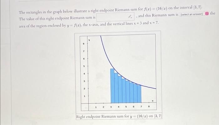 11 The Rectangles In The Graph Below Illustrate A Left Endpoint Riemann Sum For F 1 On The Interval 3 7 The Value 4