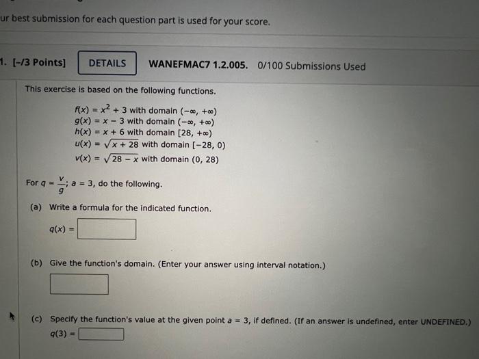 Ur Best Submission For Each Question Part Is Used For Your Score 1 13 Points Details Wanefmac7 1 2 005 0 100 Submi 1