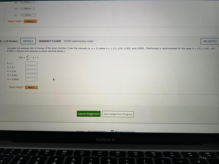 Ga Sted 2 1s Need Help 8 1 5 Points Details Waneac73 4 020 0 100 Submissions Used My Notes Calculate The Average R 1