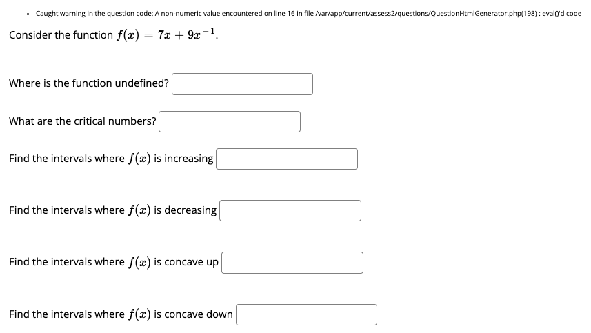 Caught Warning In The Question Code A Non Numeric Value Encountered On Line 16 In File Var App Current Assess2 Questio 1