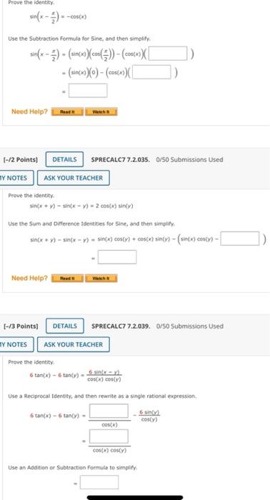Cos 5 Cos 85 Sin S Sin 85 Find Its Exact Value Need Help Read It Master 2 Points Details Sprecalc7 7 2 019 0 5 2