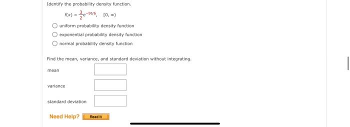 Identify The Probability Density Function Fax 996 0 0 Uniform Probability Density Function Exponential Probabili 1