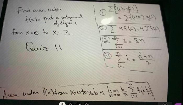 G 2 Gla Find Area Under F X Pick A Polyround Of Degree 1 From X 0 To X 3 If E I Gr E I Uf I 4 Esa 88 8n Quiz 1