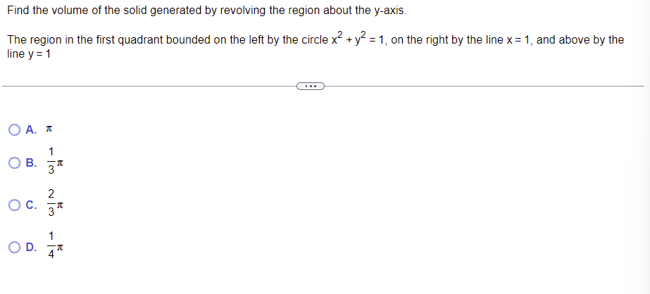 Find The Volume Of The Solid Generated By Revolving The Region About The Y Axis The Region In The First Quadrant Bounde 1