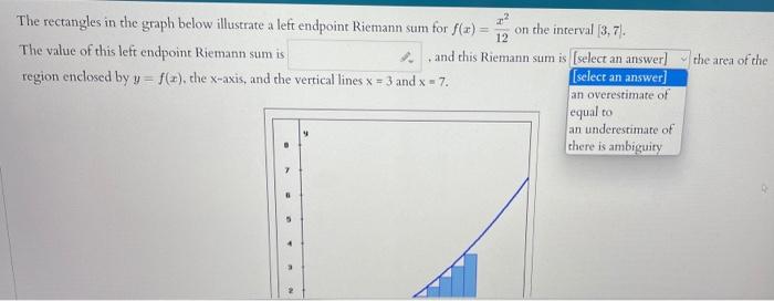 The Area Of The The Rectangles In The Graph Below Illustrate A Left Endpoint Riemann Sum For F X 12 On The Interval 3 1