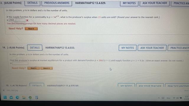 3 0 6 66 Points Details Previous Answers Harmathap12 13 4 029 My Notes Ask Your Teacher Practice An In This Problem 1