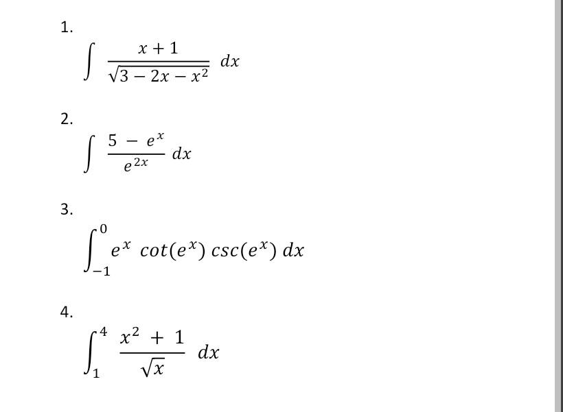 Solve The Following Integrals Please Help 1