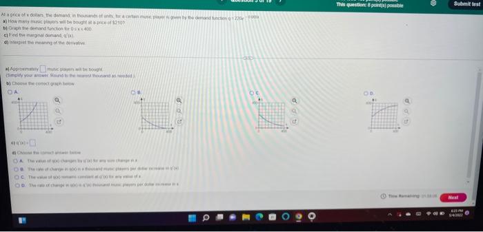 This Question Point Posible Submit Best A Co Do The Demand In Thoracicy Temat A How Many Mors Will Be Bought The 9107 T 1