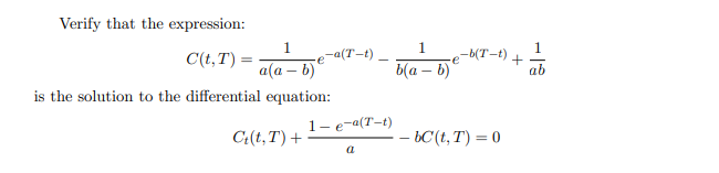 1 1 E 1 0 Ab Verify That The Expression 1 C T T E T 1 A A B B A B Is The Solution To The Differential Eq 1