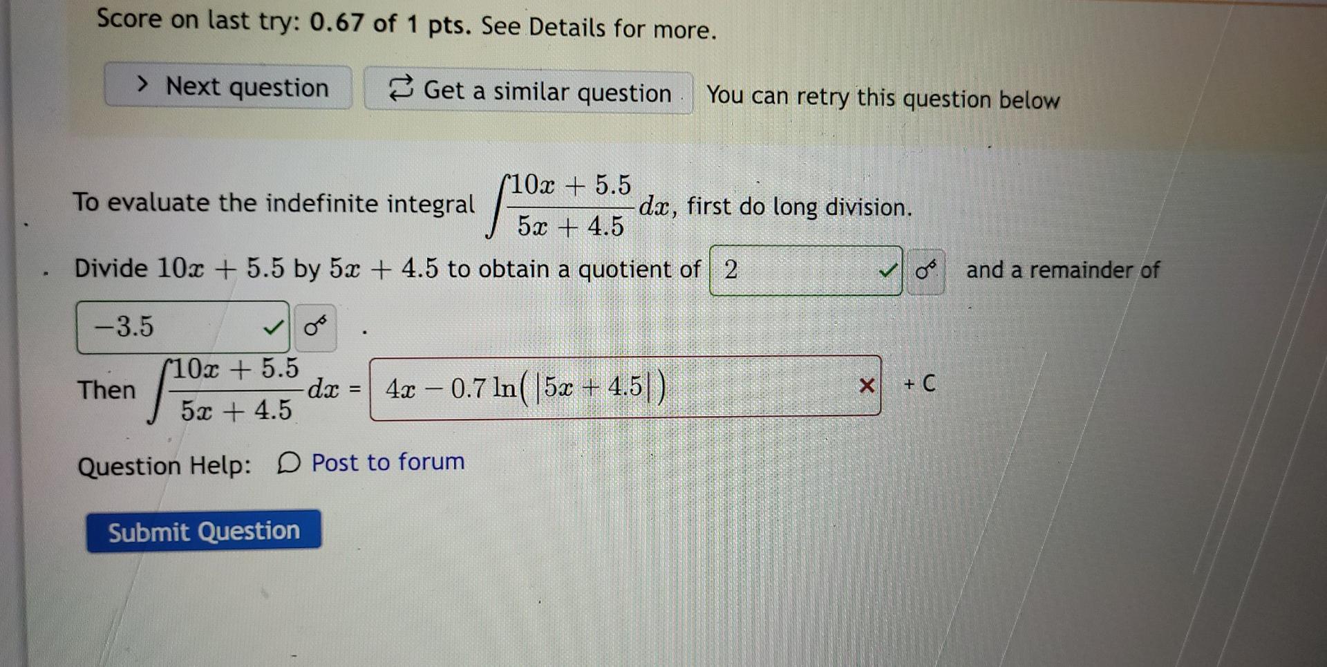 Score On Last Try 0 67 Of 1 Pts See Details For More Next Question Get A Similar Question You Can Retry This Questi 1