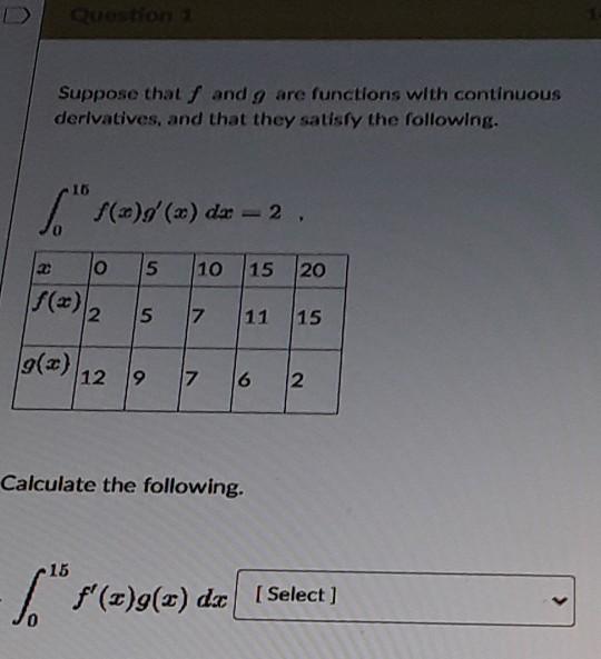 Queen Suppose That And G Are Functions With Continuous Derivatives And That They Satisfy The Following 16 Der 1