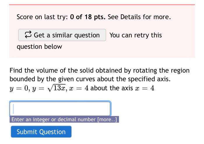Score On Last Try 0 Of 18 Pts See Details For More Get A Similar Question You Can Retry This Question Below Find The 1