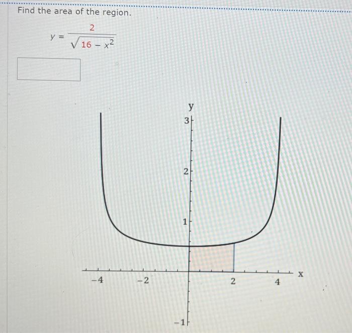 Find The Area Of The Region 2 Y 16 X2 Y 3 2 1 X 4 2 N 4 4 1 1