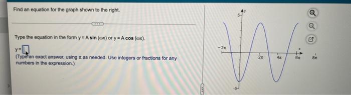 Find An Equation For The Graph Shown To The Right A Q Type The Equation In The Form Y A Sin Ox Or Y A Cos X 2x 1