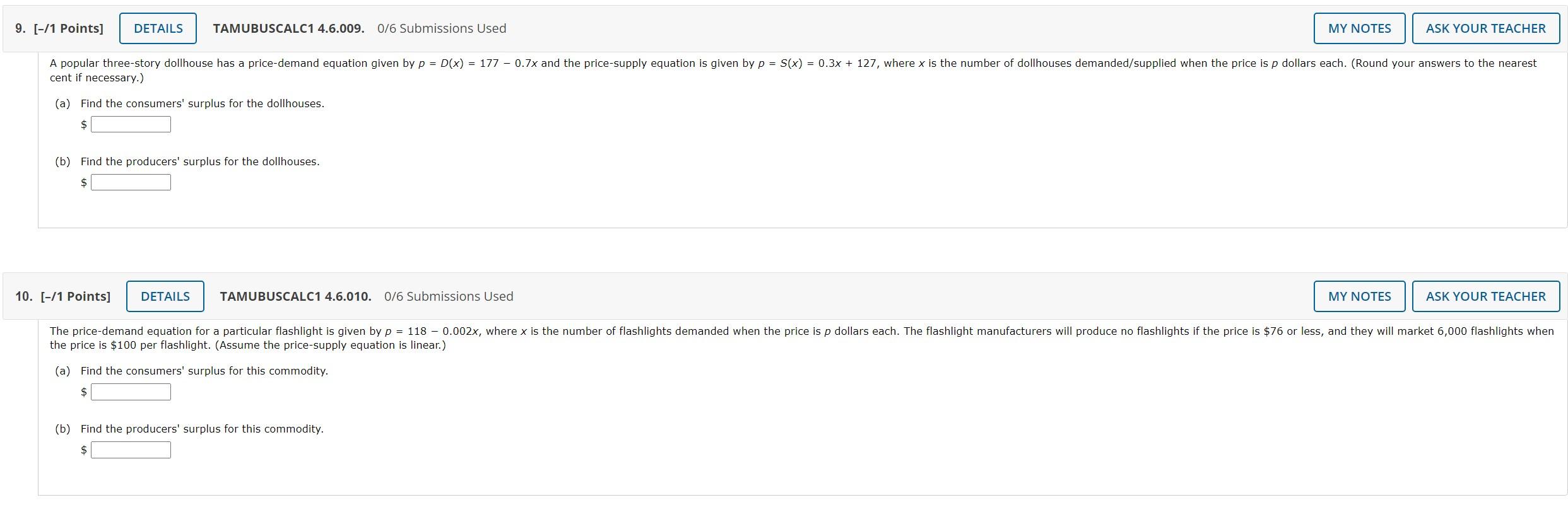 9 1 Points Details Tamubuscalc1 4 6 009 0 6 Submissions Used My Notes Ask Your Teacher A Popular Three Story Dollh 1