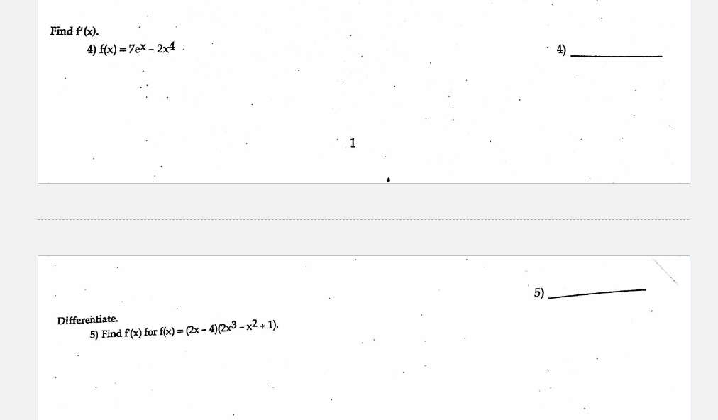 Find F X 4 F X 7ex 2x4 1 5 Differentiate 5 Find F X For F X 2x 4 2x3 X2 1 1