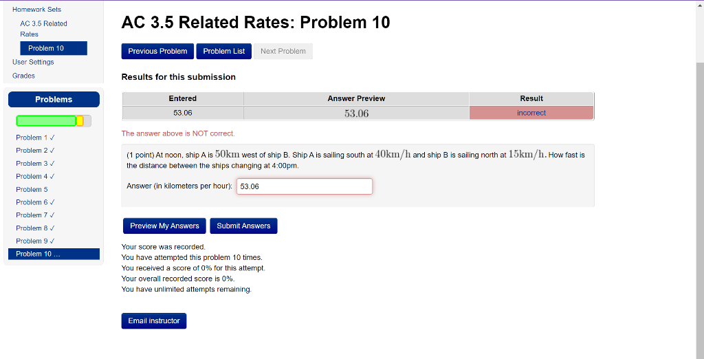Homework Sets Ac 3 5 Related Rates Ac 3 5 Related Rates Problem 10 Problem 10 Previous Problem Problem List Next Proble 1