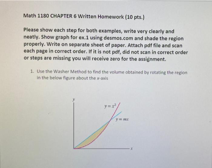 Math 1180 Chapter 6 Written Homework 10 Pts Please Show Each Step For Both Examples Write Very Clearly And Neatly S 1