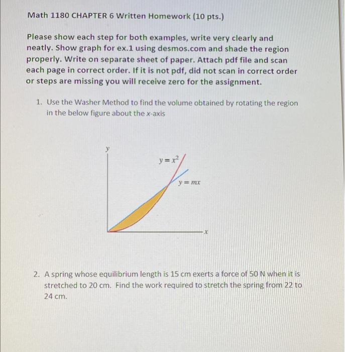 Math 1180 Chapter 6 Written Homework 10 Pts Please Show Each Step For Both Examples Write Very Clearly And Neatly S 1