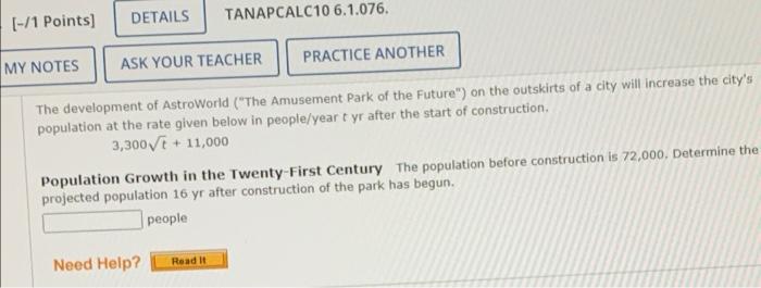 1 Points Details Tanapcalc10 6 1 076 My Notes Ask Your Teacher Practice Another The Development Of Astroworld The 1