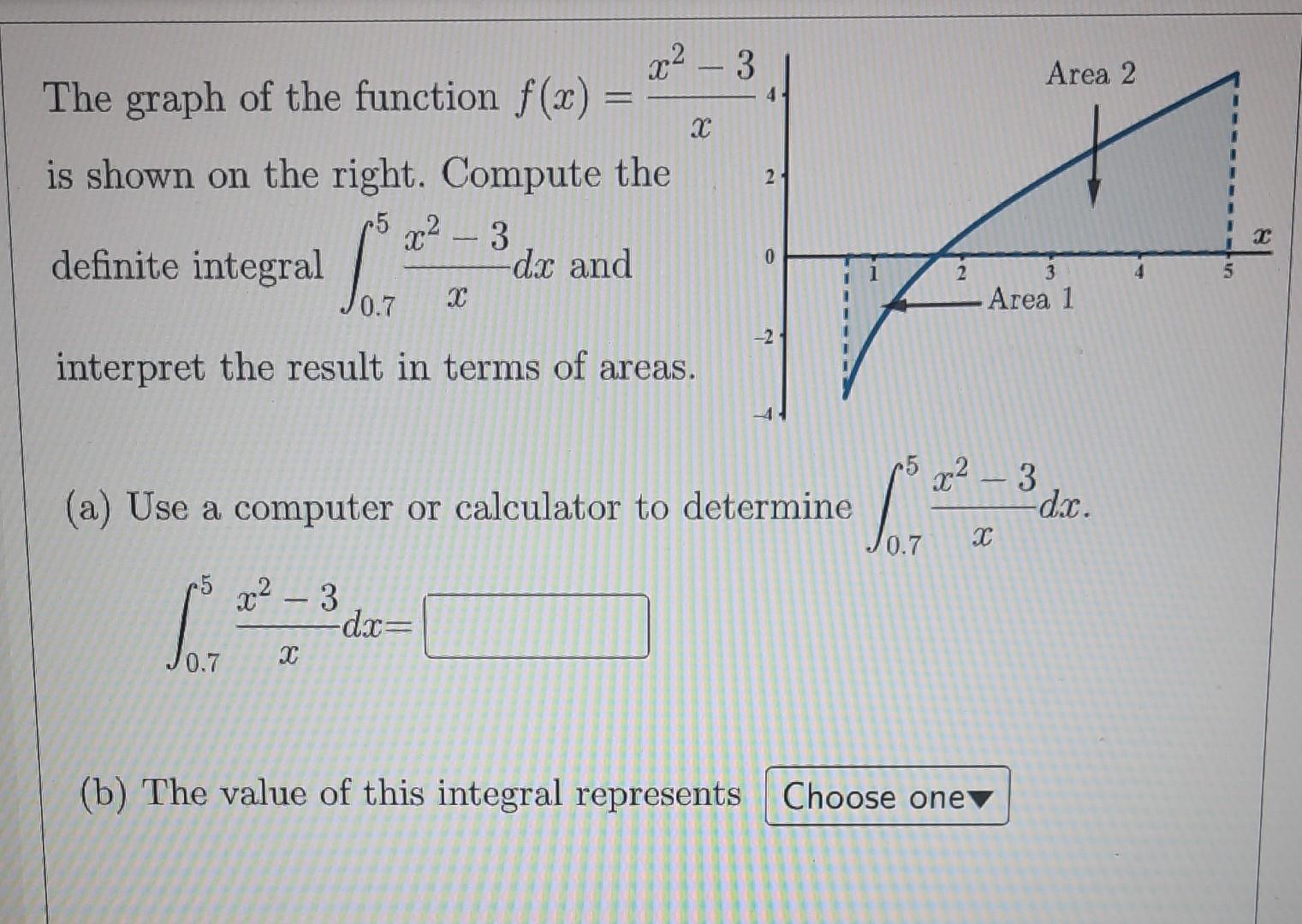 Area 2 X2 3 The Graph Of The Function F X Is Shown On The Right Compute The 2 2 15 X 3 C Definite Integral Dx A 1