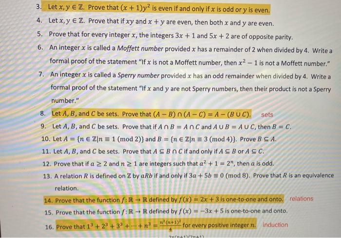 3 Let X Y E Z Prove That X 1 Y2 Is Even If And Only If X Is Odd Or Y Is Even 4 Let X Y E Z Prove That If Xy An 1