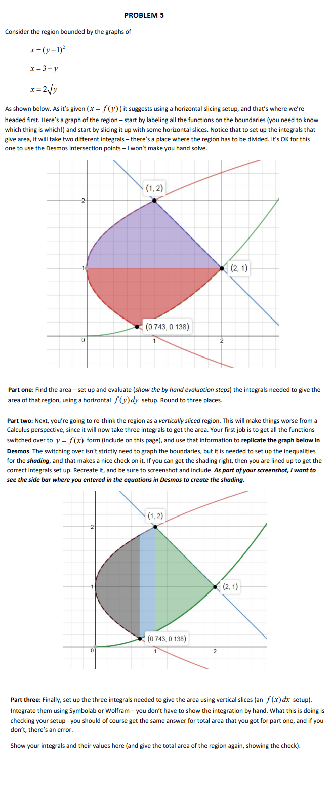 Problem 5 Consider The Region Bounded By The Graphs Of X Y 1 X 3 Y X 2 Y As Shown Below As It S Given X F Y I 1
