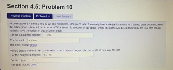 Section 4 5 Problem 10 Previous Problem Problem List Next Problem 8 Points Awire 4 Meters Long As Cut Into Two Pieces 1