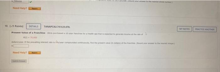 Need Help Mv Notes Practice Anoth 10 1 Points Details Tanapcalcio 6 R 070 Present Value Of A Franchise Acapuche 10 1