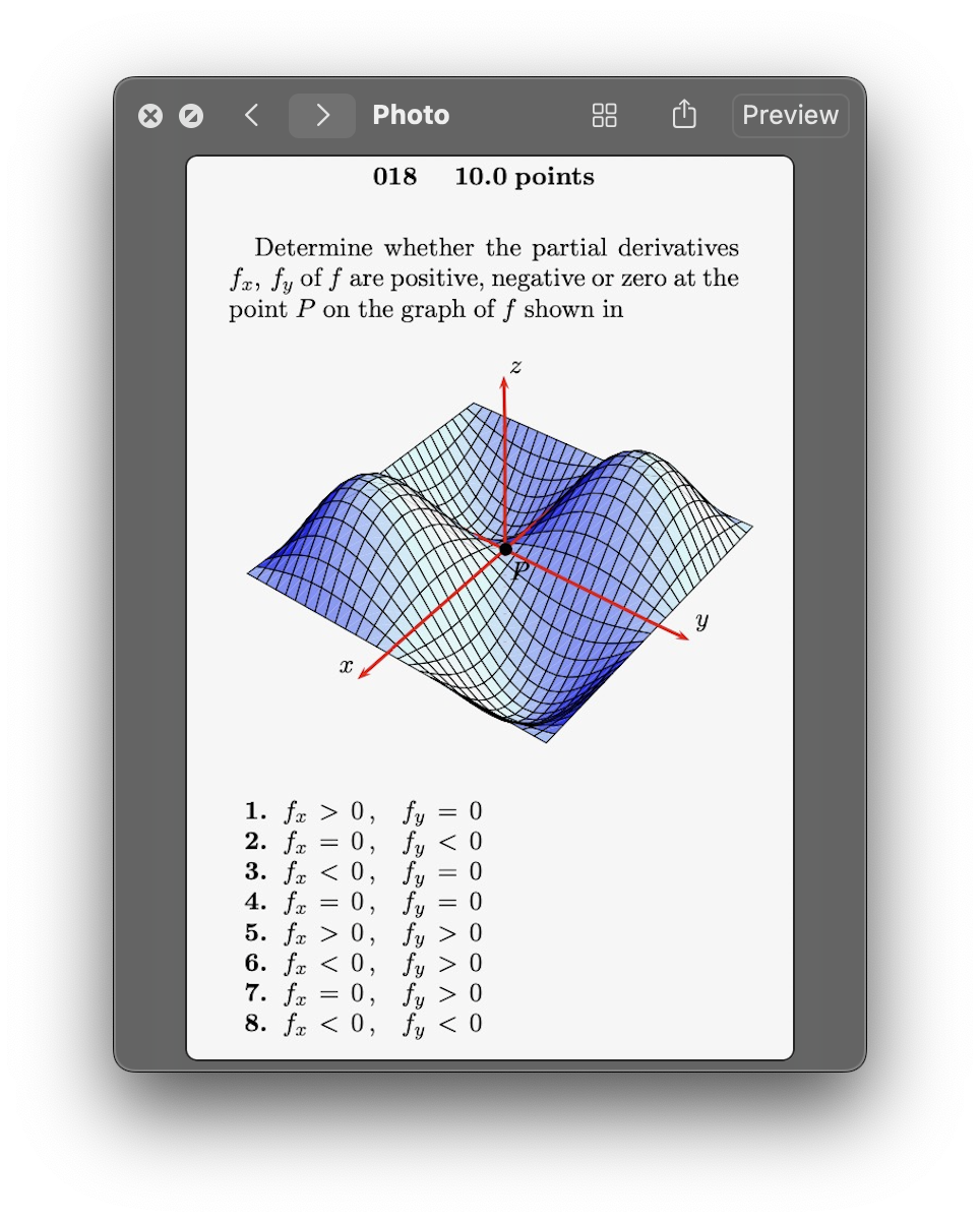 Photo 00 Oo Preview 018 10 0 Points Determine Whether The Partial Derivatives Fri Fy Of F Are Positive Negative Or Ze 1