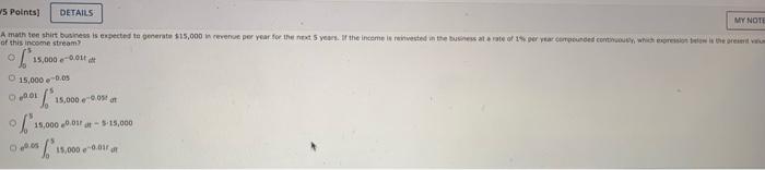 W5 Points Details My Note A Math Tee Shirt Business Is Expected To Generate 15 000 In Revenue Per Year For The Next Ye 1