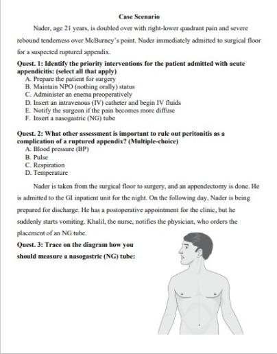 Case Scenario Nader Age 21 Years Is Doubled Over With Night Lower Quadrant Pain And Severe Rebound Tendemoss Over Mcbu 1