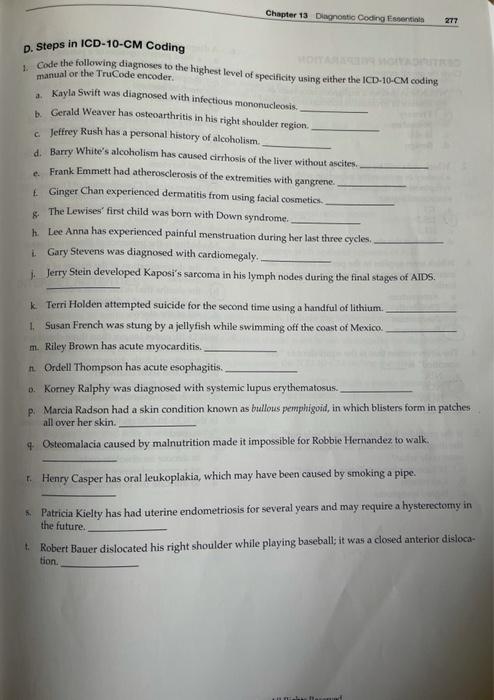 276 Chapter 13 Diagnostic Coding Essentials Essential Modifier Amanda Smith Was Diagnosed With Multiple Sclerosis Mai 3