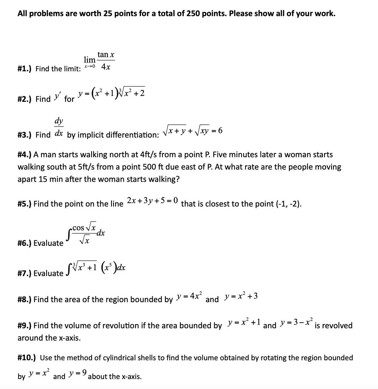 Please Show All Work And Box The Final Answer 1