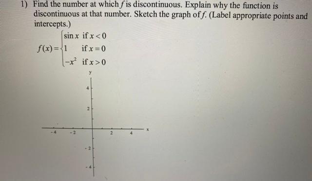 1 Find The Number At Which F Is Discontinuous Explain Why The Function Is Discontinuous At That Number Sketch The Gra 1