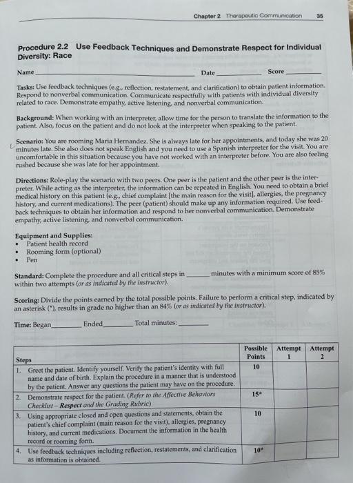 Chapter 2 Therapeutic Communication 31 Procedure 2 1 Use Feedback Techniques And Demonstrate Respect For Individual Dive 8