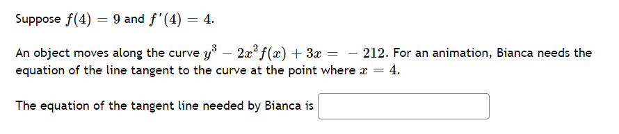 Suppose F 4 9 And F 4 4 An Object Moves Along The Curve Y3 2x2f X 3x 212 For An Animation Bianca Ne 1