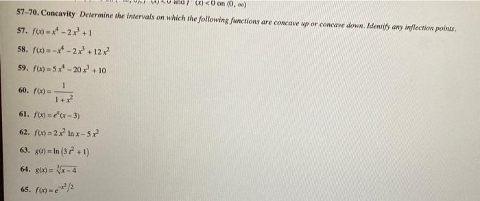D 0 On 0 00 57 70 Concavity Determine The Intervals On Which The Following Functions Are Concave Up Or Concave Down 1